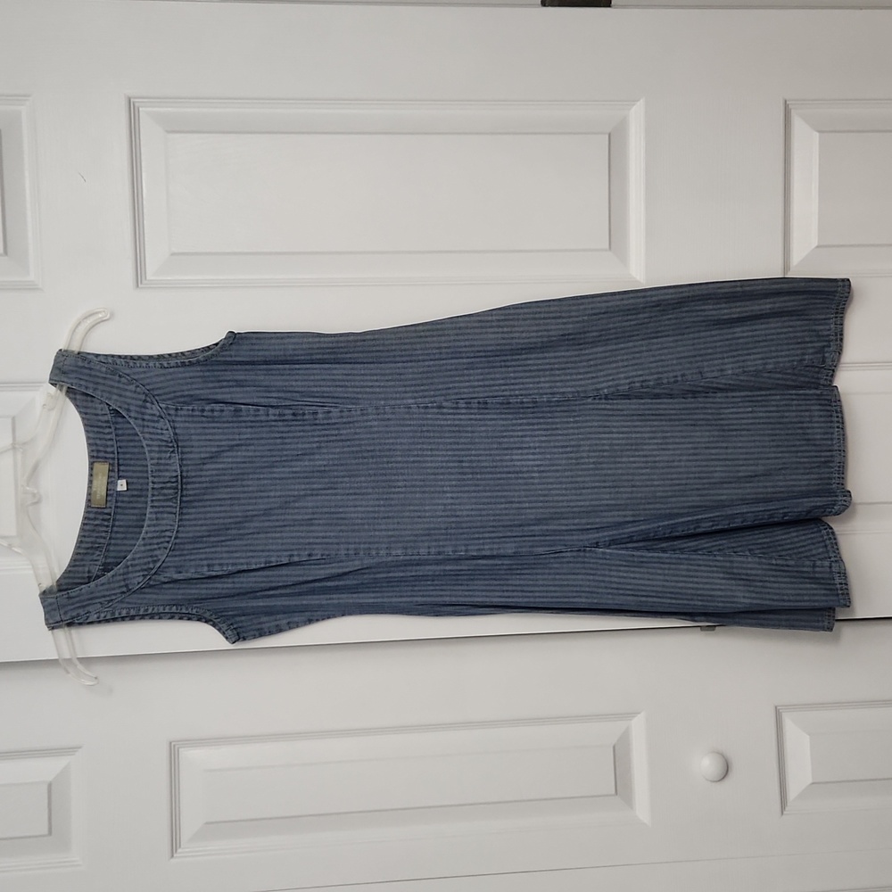 SALE! The Territory Ahead Sleeveless Scoop Neck Pleated Lightweight Denim Dress